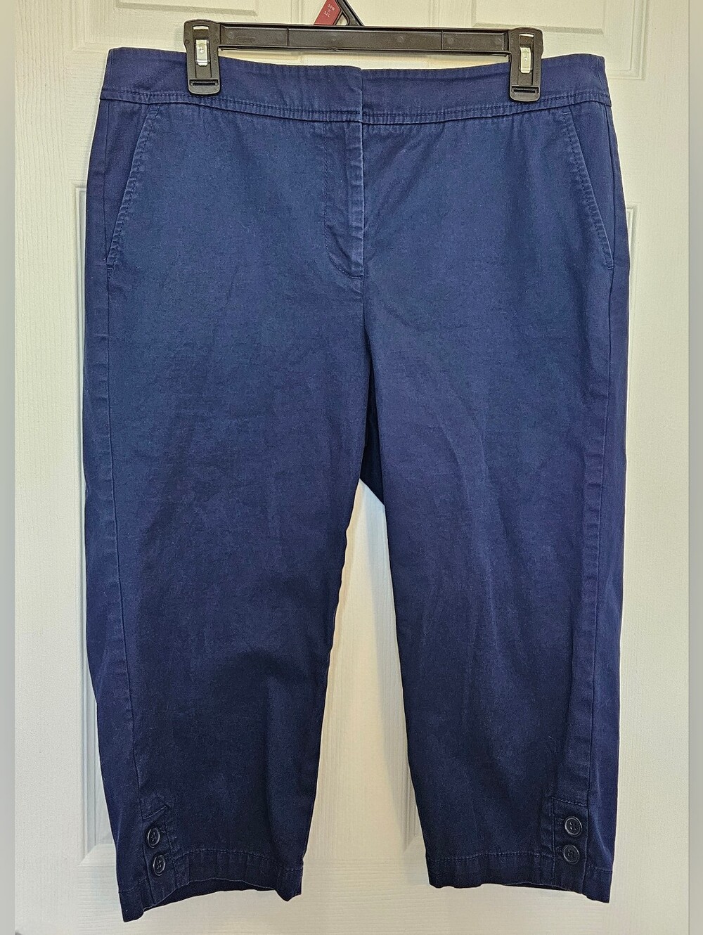 Talbots Pedal Pushers Navy Crop Button-Hem Pants